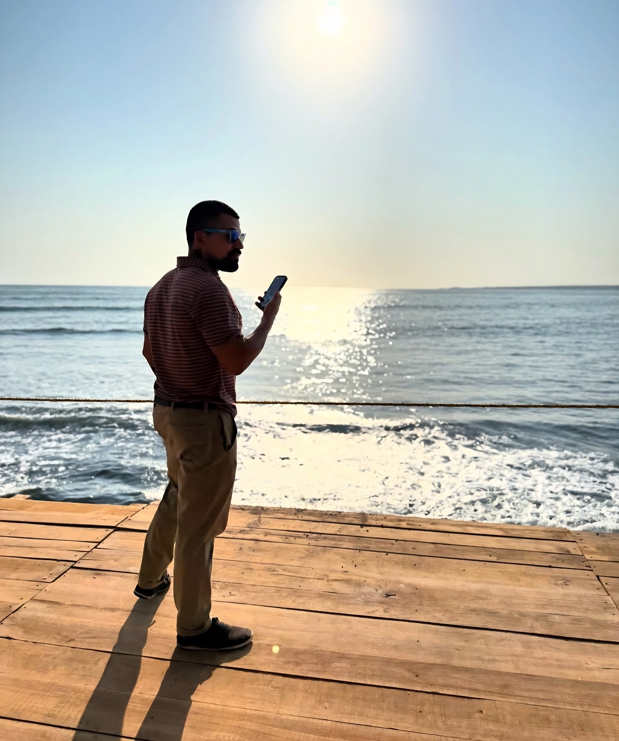 Salvador Olague by the ocean